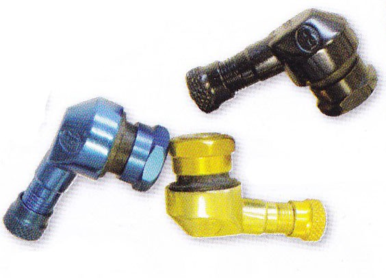 VALVE DE ROUE COUDEE 90� ALUMINIUM BLEU 0360-0035 POUR JANTE A PNEU TUBLESS 10MM