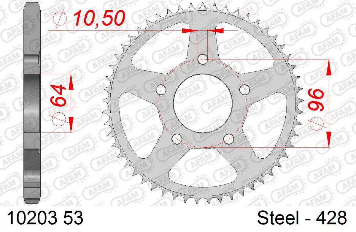 COURONNE ACIER PAS 428 53 Dents 1020353 HONDA XL 125 R 1982-1997 (2)