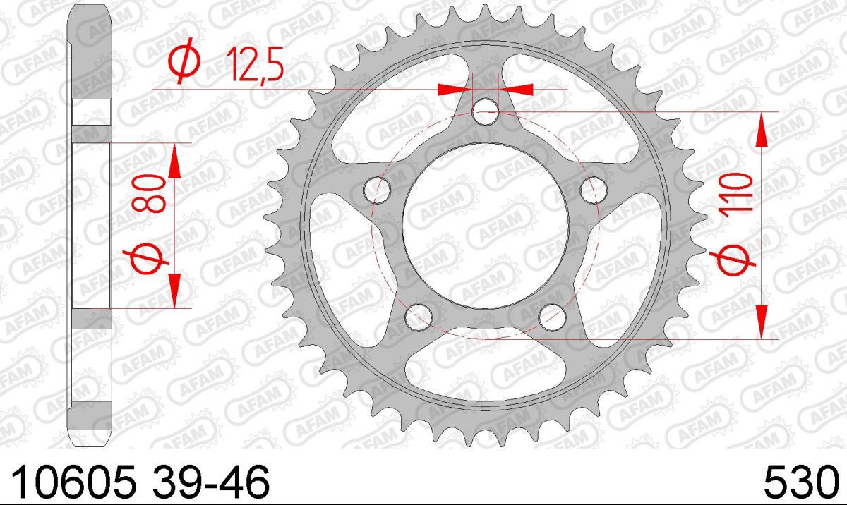 COURONNE ACIER PAS ORIGINE 530 39 Dents 1060539 HONDA CBR 1000 F 1987-1988 (2)