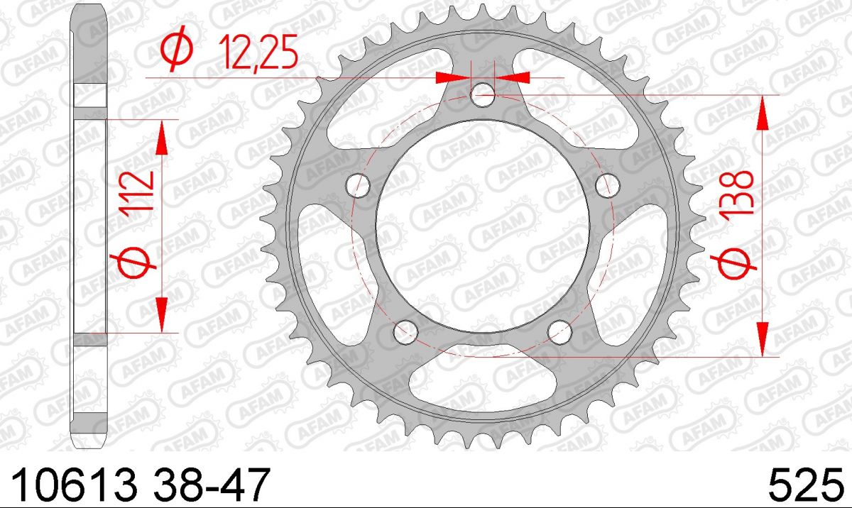 COURONNE ACIER PAS ORIGINE 525 38 Dents 1061338 HONDA XL 1000 V Varadero 1999-2011 (2)