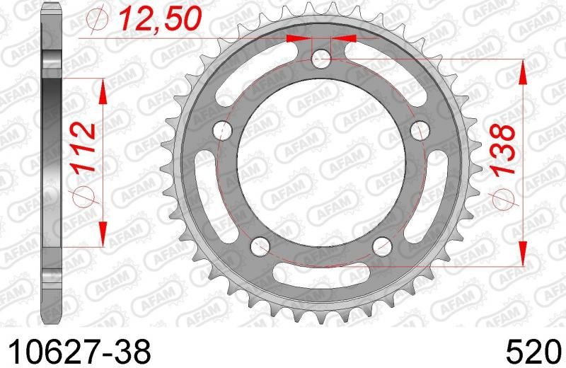 COURONNE ACIER PAS 520 38 Dents 1062738 HONDA