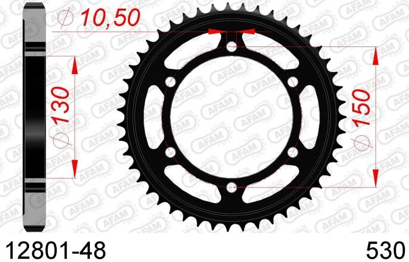 COURONNE ACIER PAS ORIGINE 530 48 Dents 1280148 YAMAHA YZF 750 SP 1993-1999