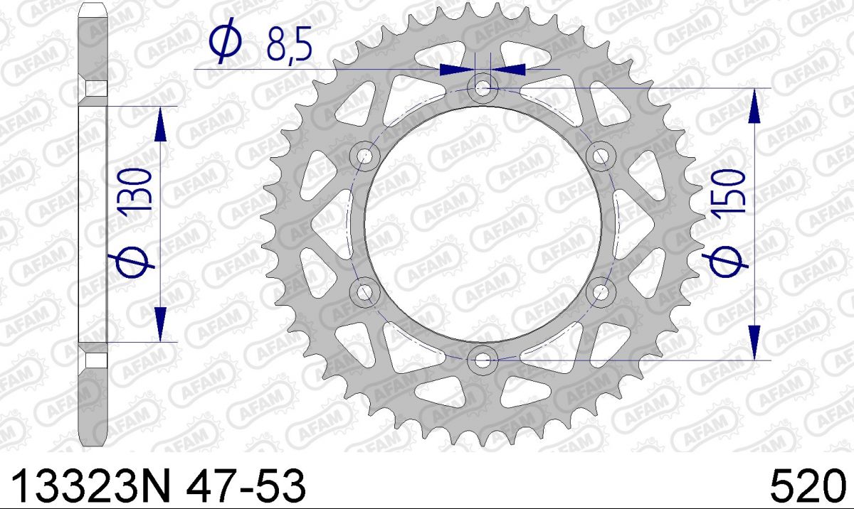 COURONNE ALU PAS ORIGINE 520 52 Dents 13323N52 YAMAHA WR 250 Z 2000-2003 (2)