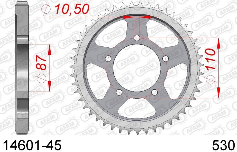 COURONNE ACIER PAS 530 45 Dents 1460145 SUZUKI GSX 600 F 1989-2006 (2)