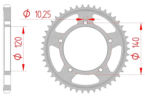 COURONNE ACIER PAS ORIGINE 525 42 Dents 1460442 TRIUMPH 600 Speedfour 2004-2005