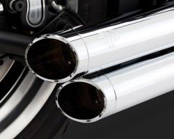 1800-1410 VANCE & HINES BIG SHOTS STAGGERED CHROME HARLEY DAVIDSON FLS 1690 SOFTAIL SLIM 2012-2014* (4)