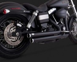 1800-1413 VANCE & HINES BIG SHOTS STAGGERED BLACK NON HOMOLOGUE HARLEY DAVIDSON FXDL 1690 DYNA LOW RIDER 2014-2015* (2)