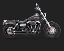 1800-1413 VANCE & HINES BIG SHOTS STAGGERED BLACK NON HOMOLOGUE HARLEY DAVIDSON FXDL 1690 DYNA LOW RIDER 2014-2015* (3)