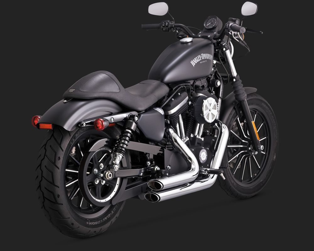 1800-1632 17229 VANCE & HINES EXHAUST SYSTEM SHORTSHOTS STAGGERED CHROME HARLEY DAVIDSON XL 1200 X FORTY EIGHT 2014-2018 (3)