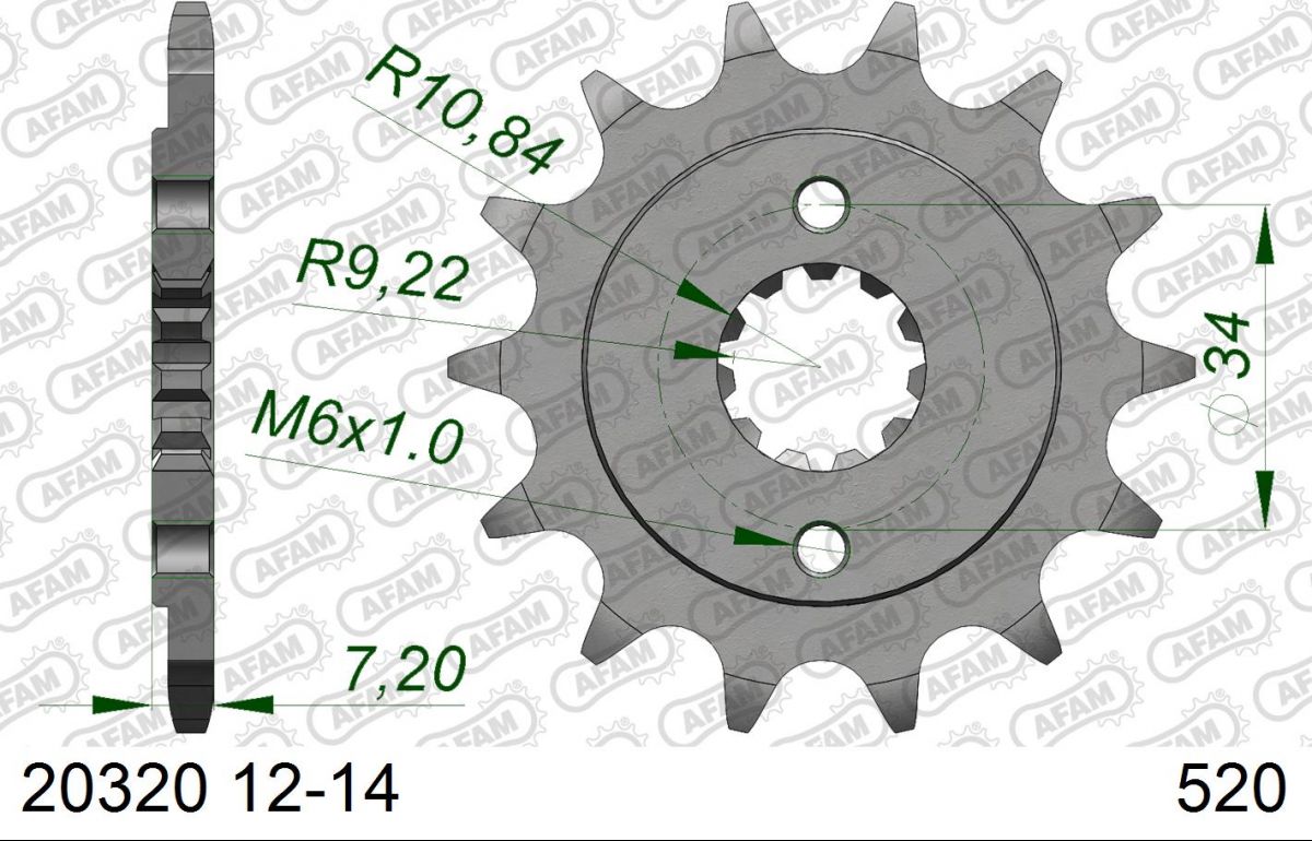PIGNON PAS ORIGINE 520 14 Dents 2032014 HONDA CRF 250 L / LA / M / RL / RLA 2012-2021 (2)