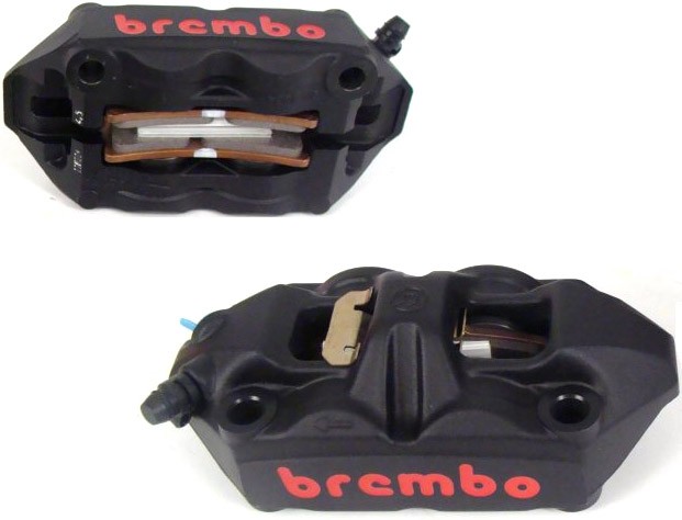 BREMBO PACK 2 ETRIERS HPK M4 BRUT RADIAUX NOIR 100MM (GAUCHE + DROIT) + PLAQUETTES + Port Offert