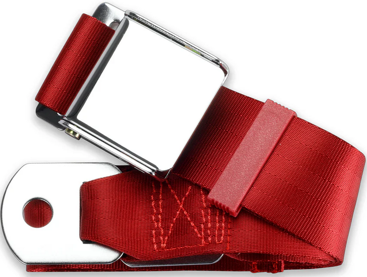 2pt dark red lap belt 75