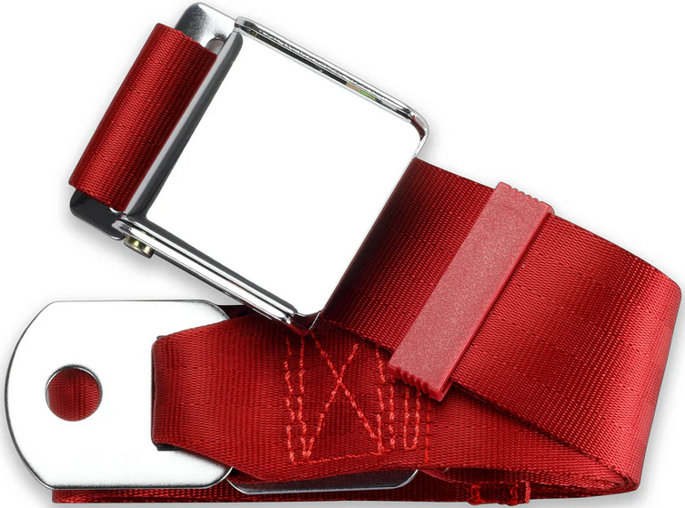 2pt dark red lap belt 75