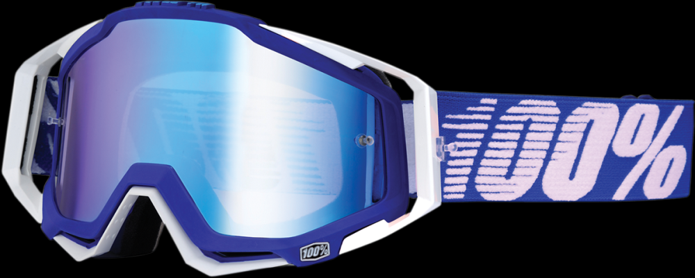100% MASQUE MASK LUNETTES THE RACECRAFT BLEU ET BLANC ECRAN MIROIR BLUE