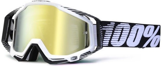 100% MASQUE MASK LUNETTES THE RACECRAFT NOIR ET BLANC ECRAN MIROIR GOLD