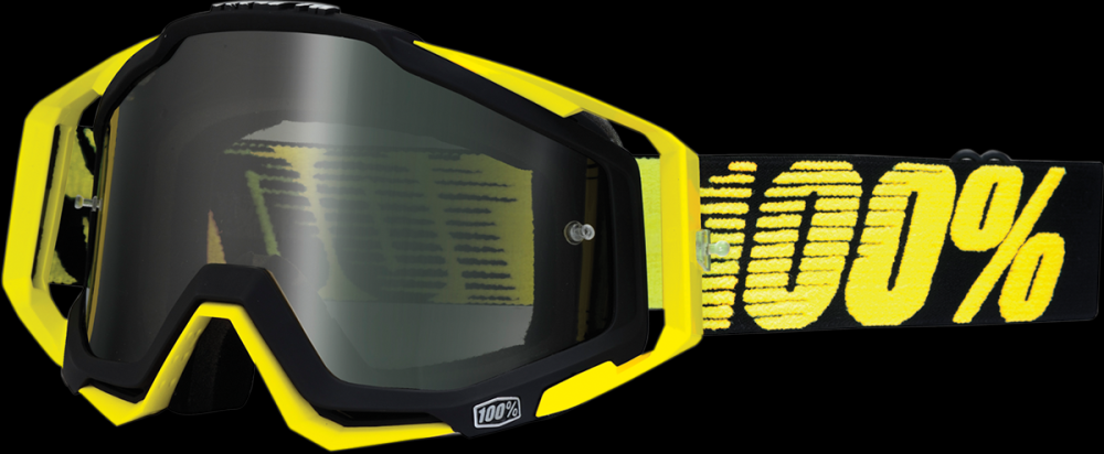 100% MASQUE MASK LUNETTES THE RACECRAFT NOIR ET JAUNE ECRAN FUME
