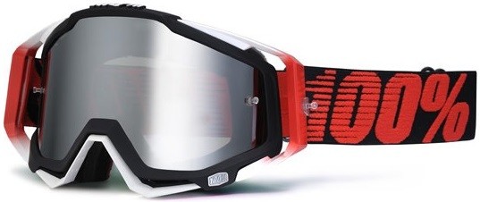 100% MASQUE MASK LUNETTES THE RACECRAFT NOIR ET ROUGE ECRAN MIROIR SILVER