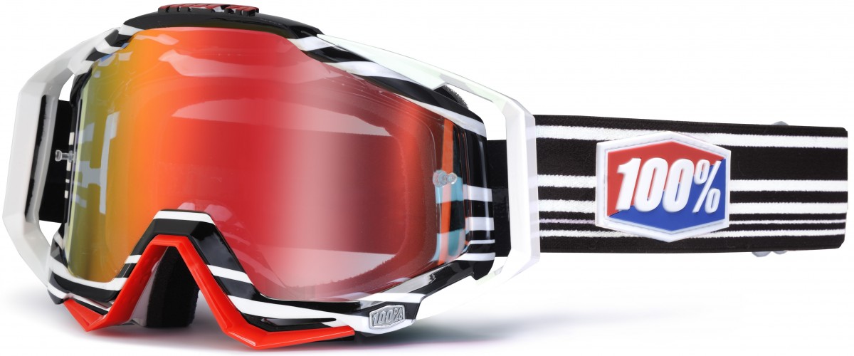 100% MASQUE MASK LUNETTES THE RACECRAFT BAR CODE ECRAN MIROIR RED
