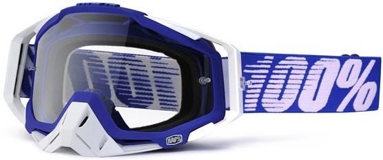 100% MASQUE MASK LUNETTES THE RACECRAFT BLEU ET BLANC ECRAN TRANSPARENT