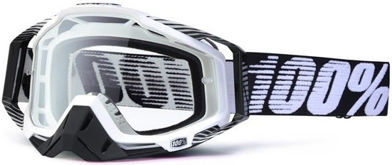 100% MASQUE MASK LUNETTES THE RACECRAFT NOIR ET BLANC ECRAN TRANSPARENT