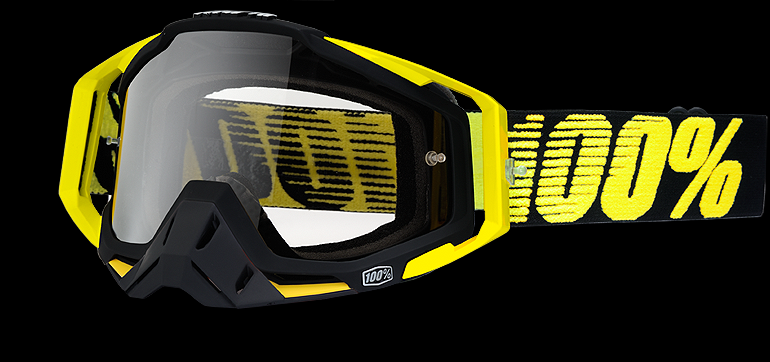 100% MASQUE MASK LUNETTES THE RACECRAFT NOIR ET JAUNE ECRAN TRANSPARENT