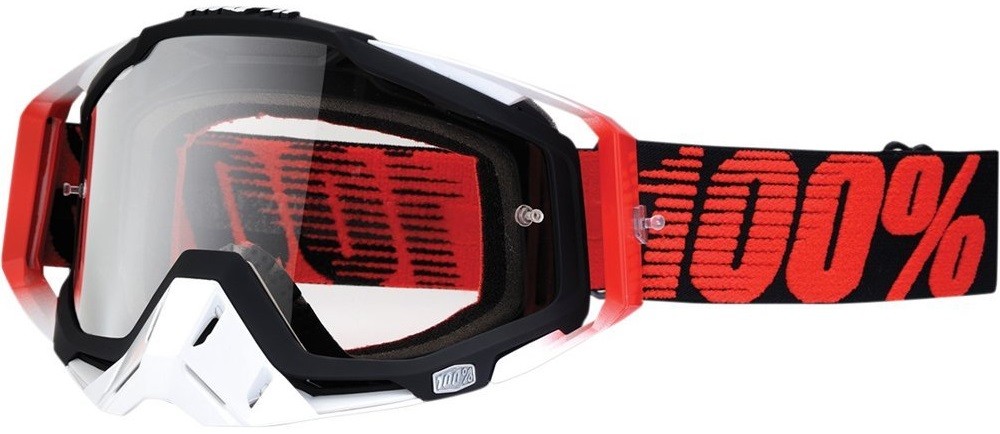 100% MASQUE MASK LUNETTES THE RACECRAFT NOIR ET ROUGE ECRAN TRANSPARENT