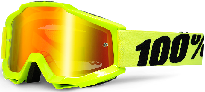 100% MASQUE MASK LUNETTES THE ACCURI JAUNE FLUO ECRAN MIROIR RED