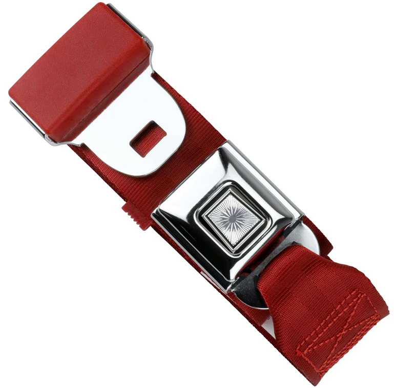 2pt dark red lap belt 75