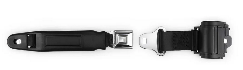 2pt black retractable lap belt chrome starburst pushbutton 12