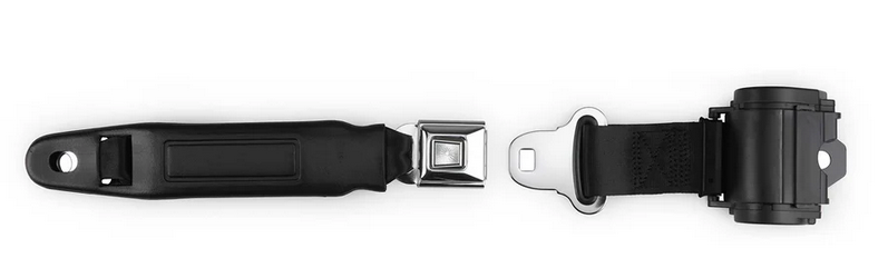 2pt black retractable lap belt chrome pushbutton buckle RETROBELT 269-BLK-12