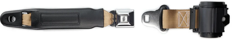 2pt tan retractable lap belt chrome pushbutton buckle RETROBELT 269-TAN-12