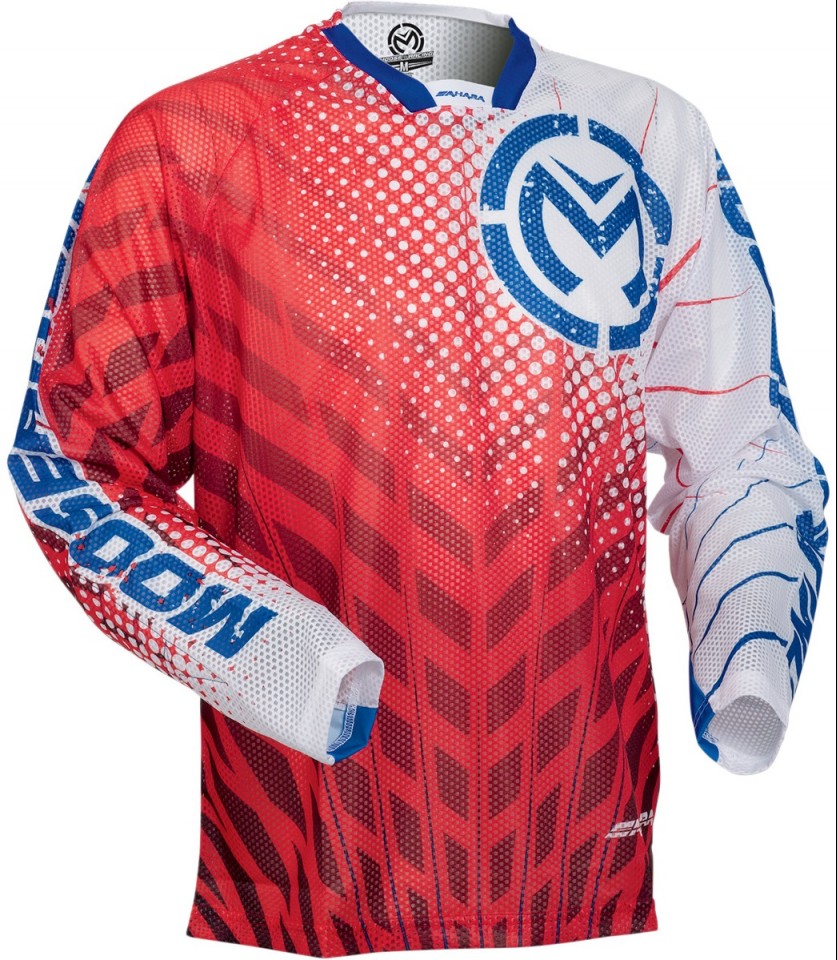 MOOSE RACING SWEAT T-SHIRT HAUT SAHARA ROUGE LOGO BLEU