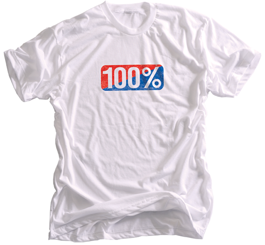 100% TEE-SHIRT MAILLOT A MANCHES COURTES VINTAGE BLANC