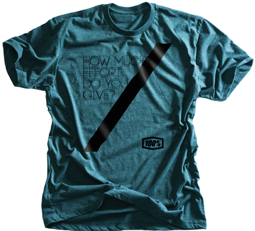 100% TEE-SHIRT MAILLOT A MANCHES COURTES PREMIUM EFFORT BLEU