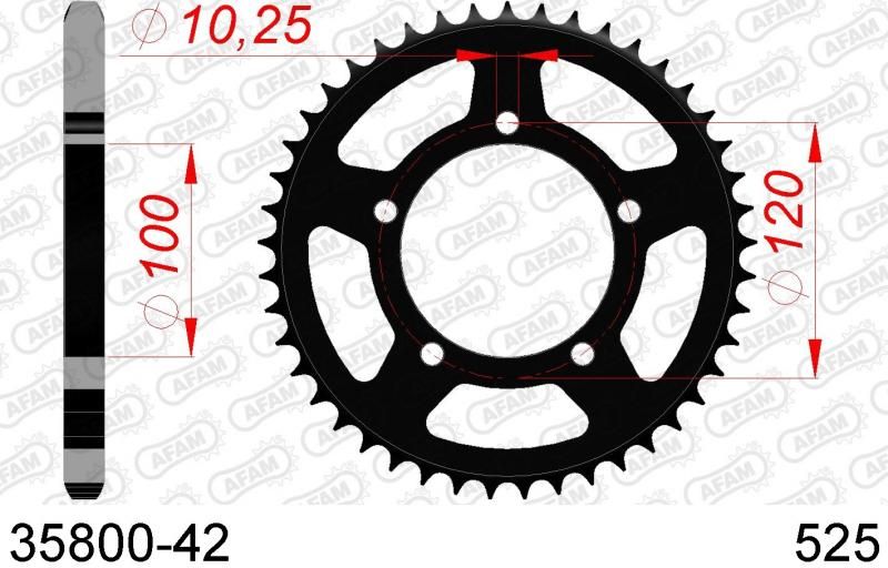COURONNE ACIER PAS ORIGINE 525 42 Dents 3580042 APRILIA TUONO 1000 2003-2005 (2)