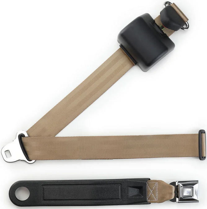 3pt tan retractable lap & shoulder belt starburst pushbutton buckle in 12 3pt tan retractable lap & shoulder belt starburst pushbutton buckle in 12