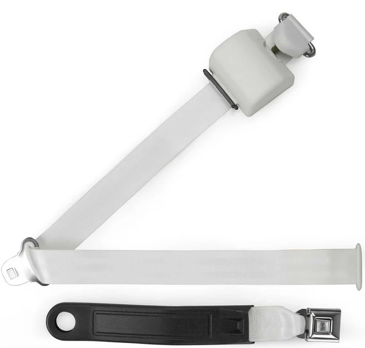 3pt white retractable lap & shoulder belt starburst pushbutton buckle in 12 3pt white retractable lap & shoulder belt starburst pushbutton buckle in 12
