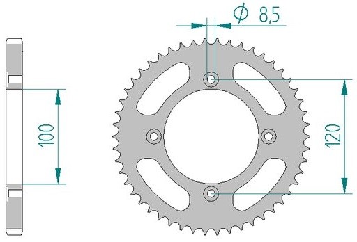 COURONNE ACIER PAS ORIGINE 428 63 Dents 4 FIXATIONS 3820063 BETA 50 RR/FACTORY 2005-2011