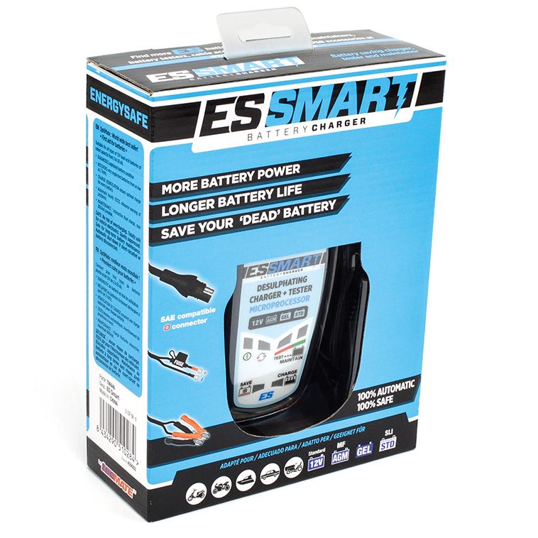 ENERGY SAFE BY TECMATE CHARGEUR DE BATTERIE POUR PLOMB EVOLUTION TESTE ET DESULFATEUR 12V 0,8A 3-50AH AUTOMATIQUE Equivalent Optimate 2 (2)