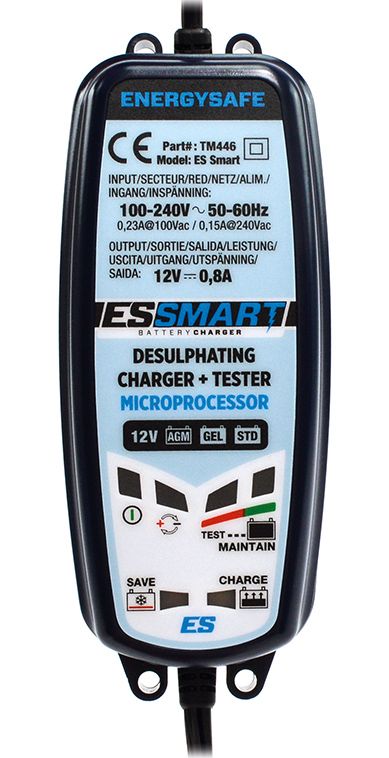 ENERGY SAFE BY TECMATE CHARGEUR DE BATTERIE POUR PLOMB EVOLUTION TESTE ET DESULFATEUR 12V 0,8A 3-50AH AUTOMATIQUE Equivalent Optimate 2