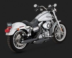 1801-0405 VANCE & HINES TWIN SLASH 3 SLIP-ONS BLACK HARLEY DAVIDSON 1690 FXDB DYNA STREET BOB 2014*