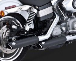 1801-0405 VANCE & HINES TWIN SLASH 3 SLIP-ONS BLACK HARLEY DAVIDSON 1690 FXDB DYNA STREET BOB 2014* (2)