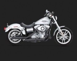 1801-0405 VANCE & HINES TWIN SLASH 3 SLIP-ONS BLACK HARLEY DAVIDSON 1690 FXDB DYNA STREET BOB 2014* (3)
