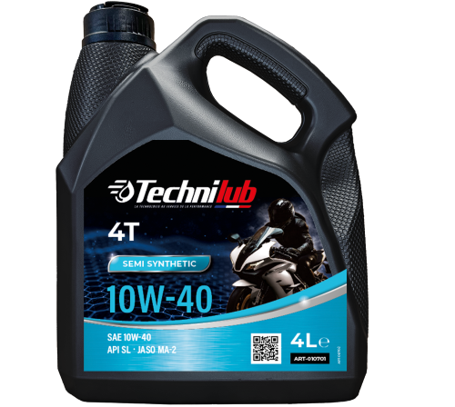 TECHNILUB HUILE MOTO 10W40 SEMI SYNTHESE 4 Litres API SL JASO MA2