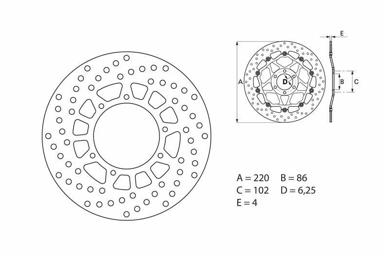BREMBO DISQUE DE FREIN ARRIERE SERIE ORO 220MM 68B40742 YAMAHA XT 600 E 1991-2002
