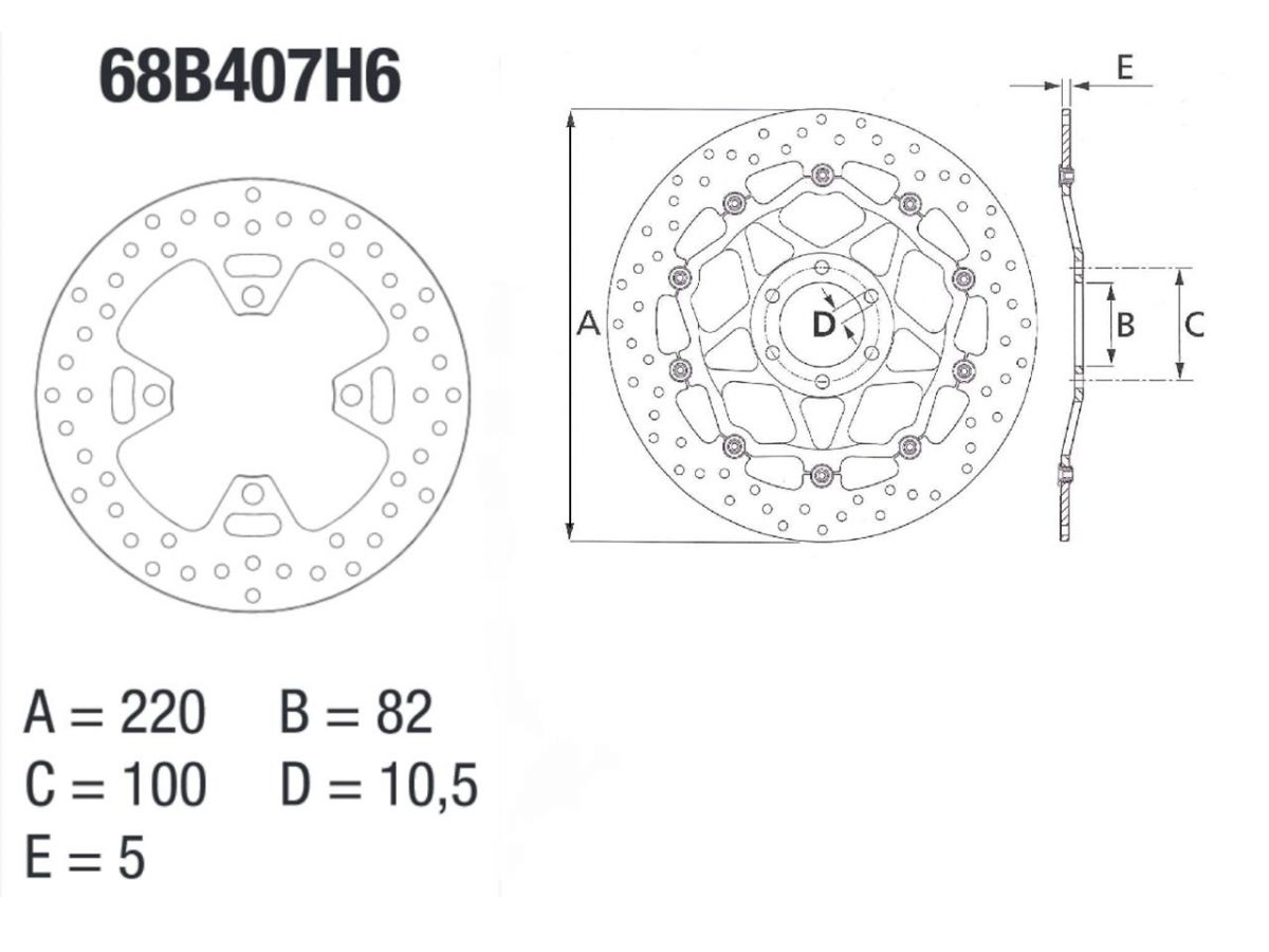 BREMBO DISQUE DE FREIN ARRIERE SERIE ORO 68B407H6 TRIUMPH 675 STREET TRIPLE / STREET TRIPLE R / STREET TRIPLE RX 2013-2017 (3)
