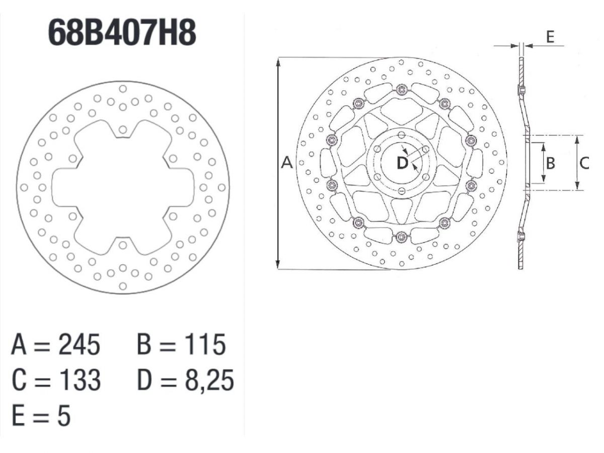 BREMBO DISQUE DE FREINS ARRI�RE SERIE ORO FIXE 68B407H8 YAMAHA TDM 850 1991-2001 (2)