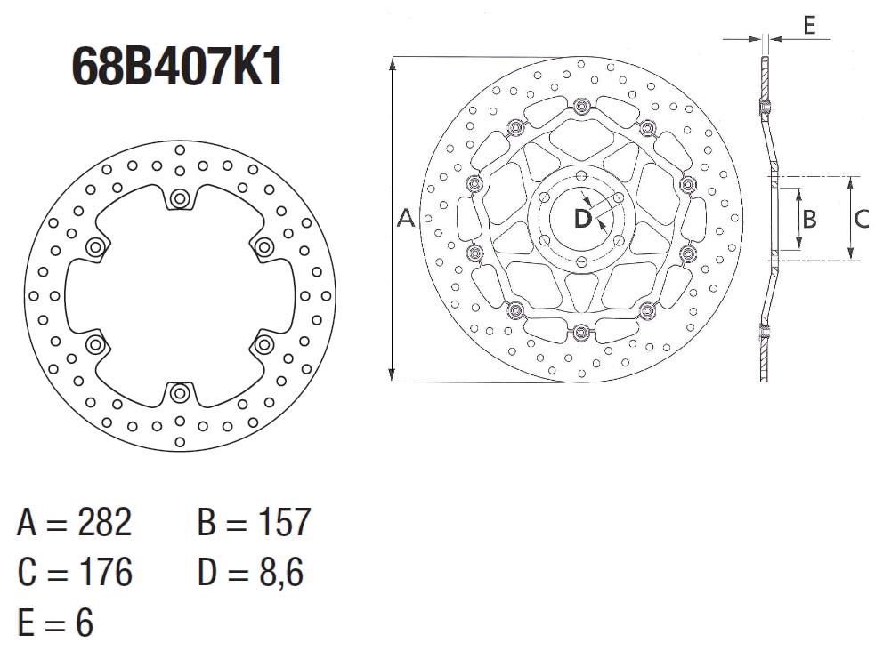 BREMBO DISQUE DE FREINS ARRIERE SERIE ORO FIXE 68B407K1 MOTO GUZZI 1400 CALIFORNIA CUSTOM / TOURING > 2013 (2)