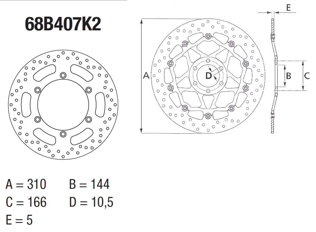 BREMBO DISQUE DE FREINS AVANT SERIE ORO FIXE 68B407K2 TRIUMPH 865 SCRAMBLER / IE 2006-2014 (2)