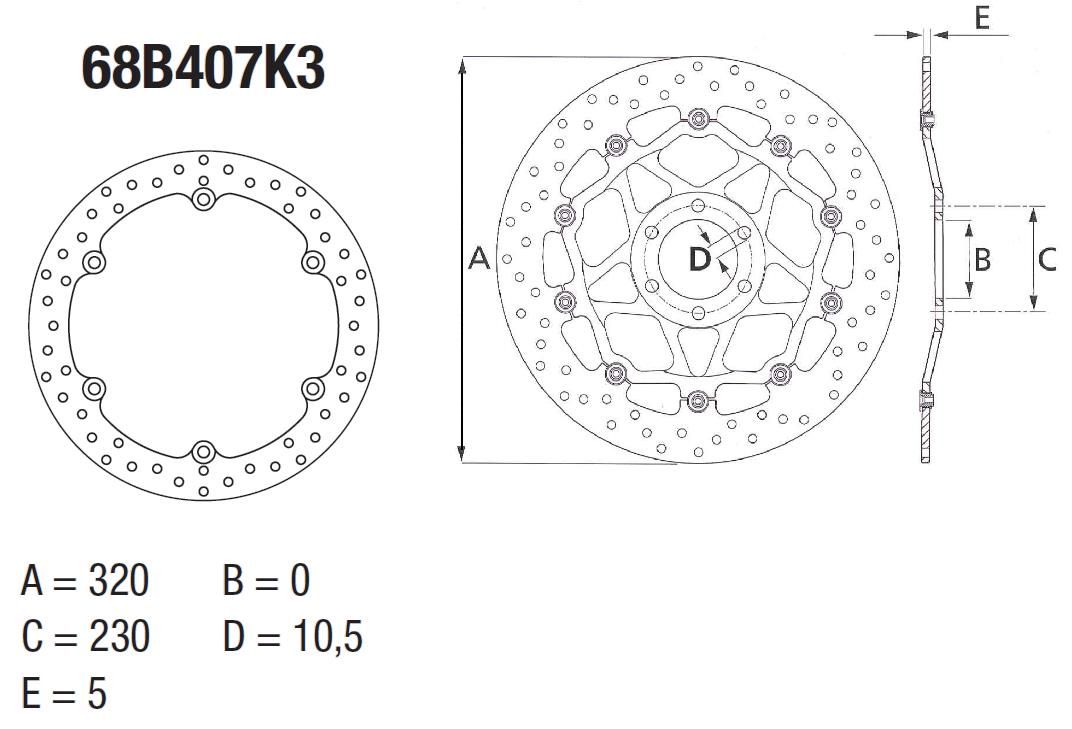 BREMBO DISQUE DE FREINS AVANT SERIE ORO FIXE 68B407K3 HONDA CB 650 F / ABS 2014-2019 (2)
